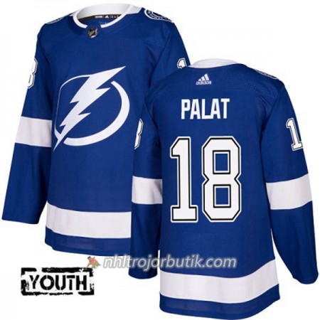 Barn Ishockey Tampa Bay Lightning Tröja Ondrej Palat 18 Adidas 2017-2018 Blå Authentic